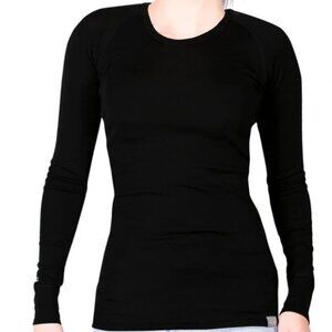 Meriwool Women's Medium Black Merino 180 Baselayer Rib Knit Long Sleeve Top
